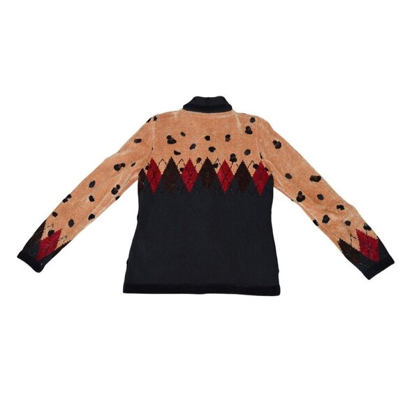 Vintage 90s Berer NWOT Beaded Diamond Leopard Cardigan Women Small Glam Rock Lux - Picture 10 of 11